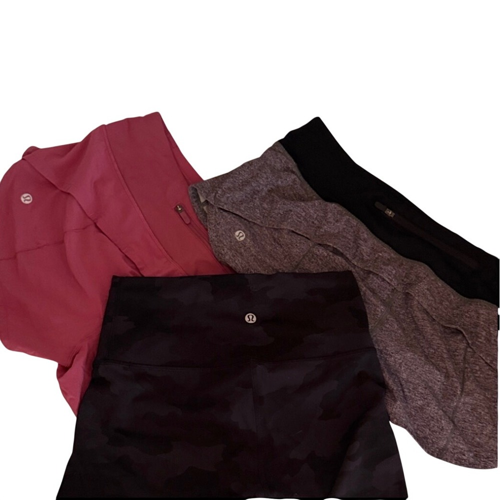 Lululemon Shorts Bundle Fast and Free Camo Biker Speed Up Pink & Heathered‎ Grey